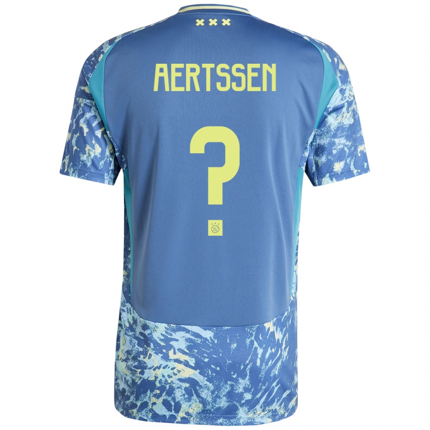 Gyermek Olivier Aertssen #0 Szürke Kék Sárga Idegenbeli Jersey 2024/25 Mez Póló Ing