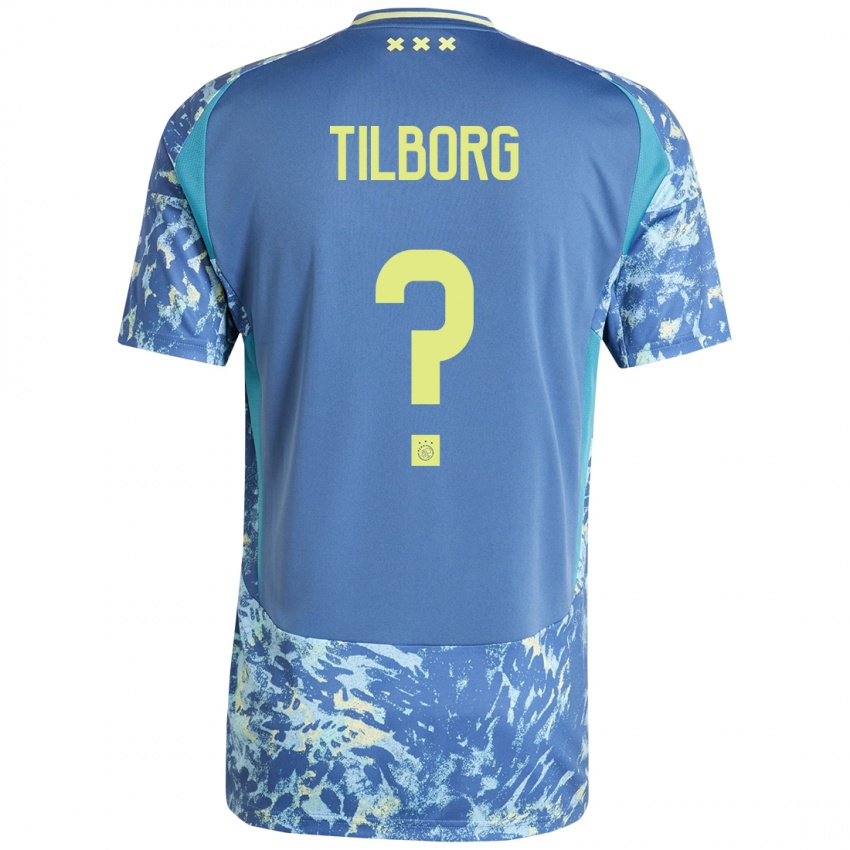 Gyermek Sesynijo Tilborg #0 Szürke Kék Sárga Idegenbeli Jersey 2024/25 Mez Póló Ing