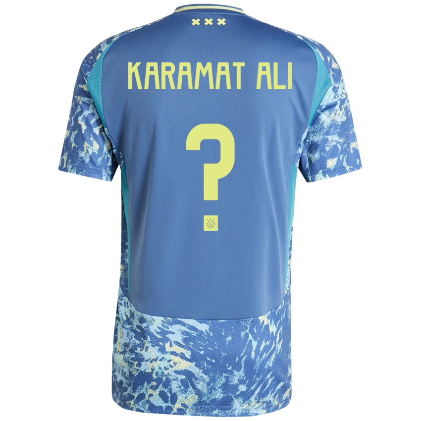 Gyermek Yaïr Karamat Ali #0 Szürke Kék Sárga Idegenbeli Jersey 2024/25 Mez Póló Ing