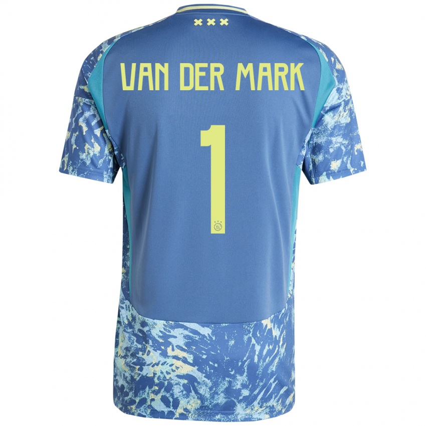 Gyermek Jesper Van Der Mark #1 Szürke Kék Sárga Idegenbeli Jersey 2024/25 Mez Póló Ing