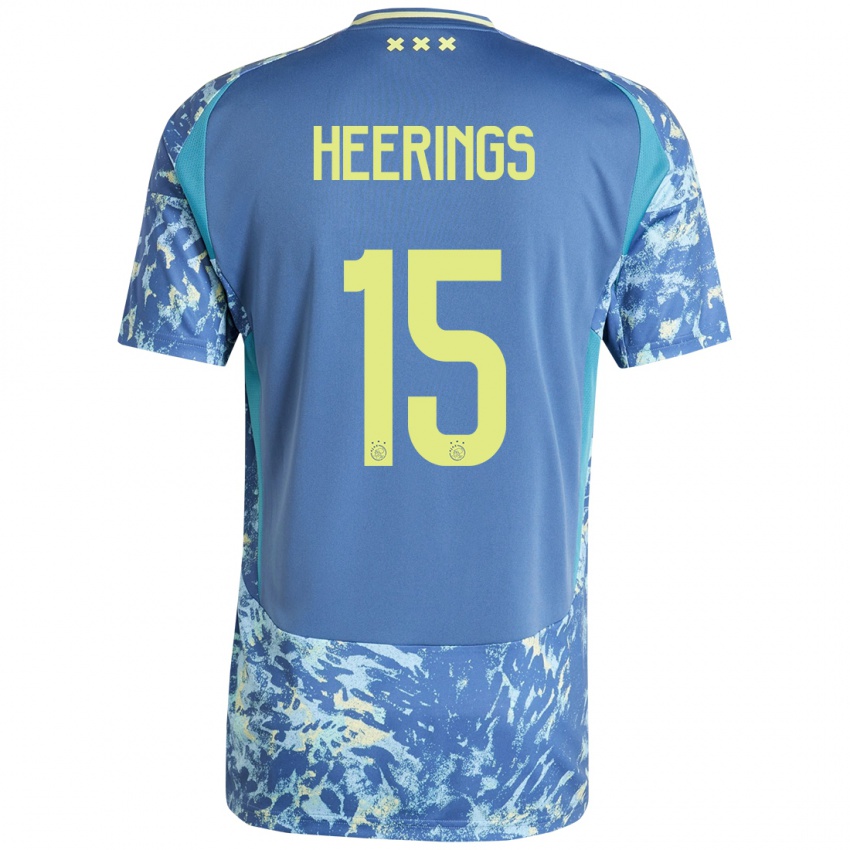 Gyermek Kai Heerings #15 Szürke Kék Sárga Idegenbeli Jersey 2024/25 Mez Póló Ing