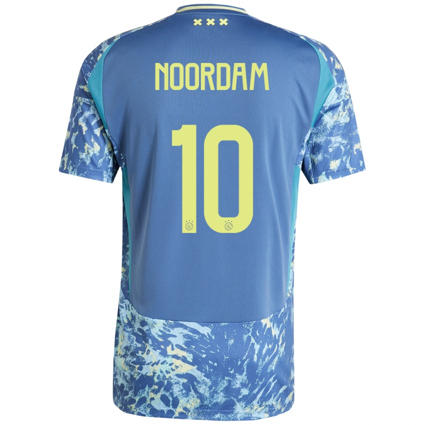 Gyermek Nadine Noordam #10 Szürke Kék Sárga Idegenbeli Jersey 2024/25 Mez Póló Ing