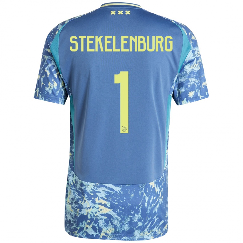 Gyermek Maarten Stekelenburg #1 Szürke Kék Sárga Idegenbeli Jersey 2024/25 Mez Póló Ing