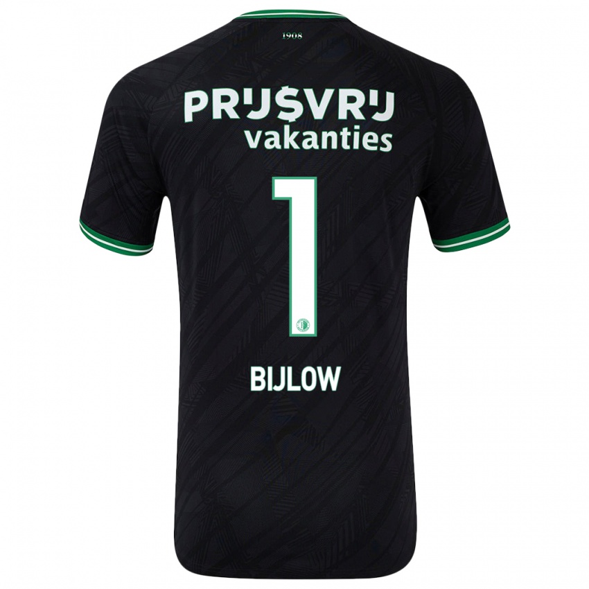 Gyermek Justin Bijlow #1 Fekete Zöld Idegenbeli Jersey 2024/25 Mez Póló Ing