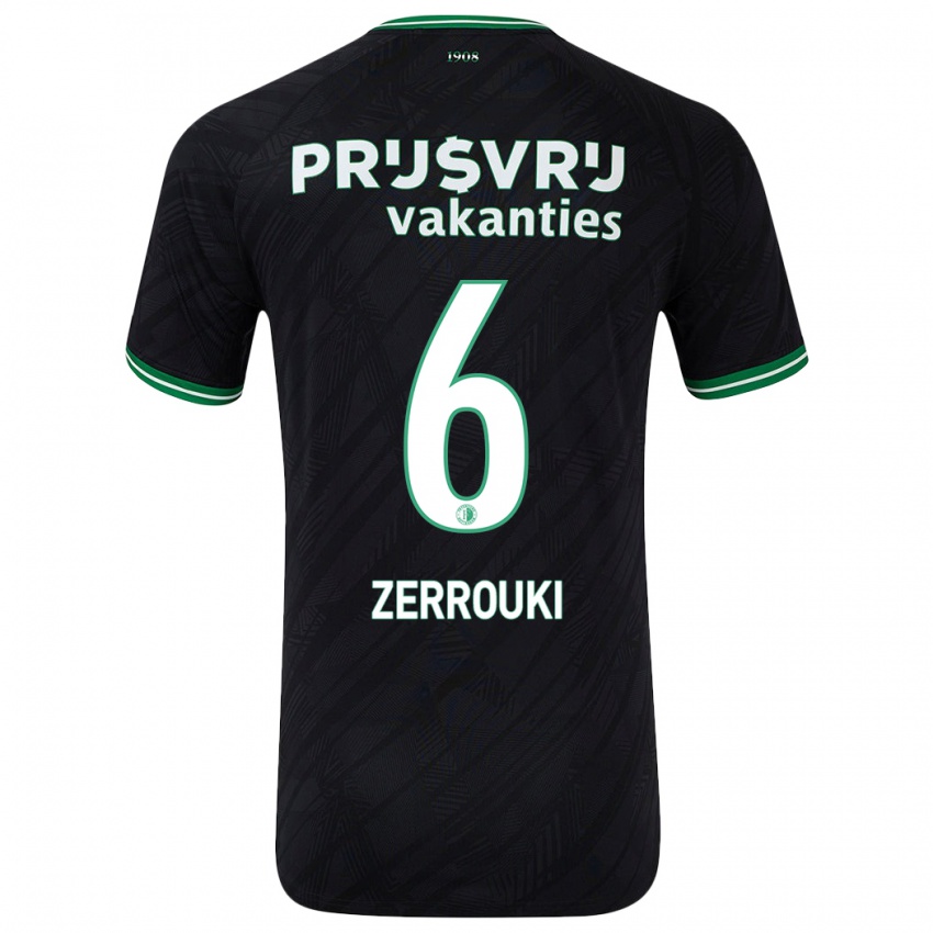 Gyermek Ramiz Zerrouki #6 Fekete Zöld Idegenbeli Jersey 2024/25 Mez Póló Ing