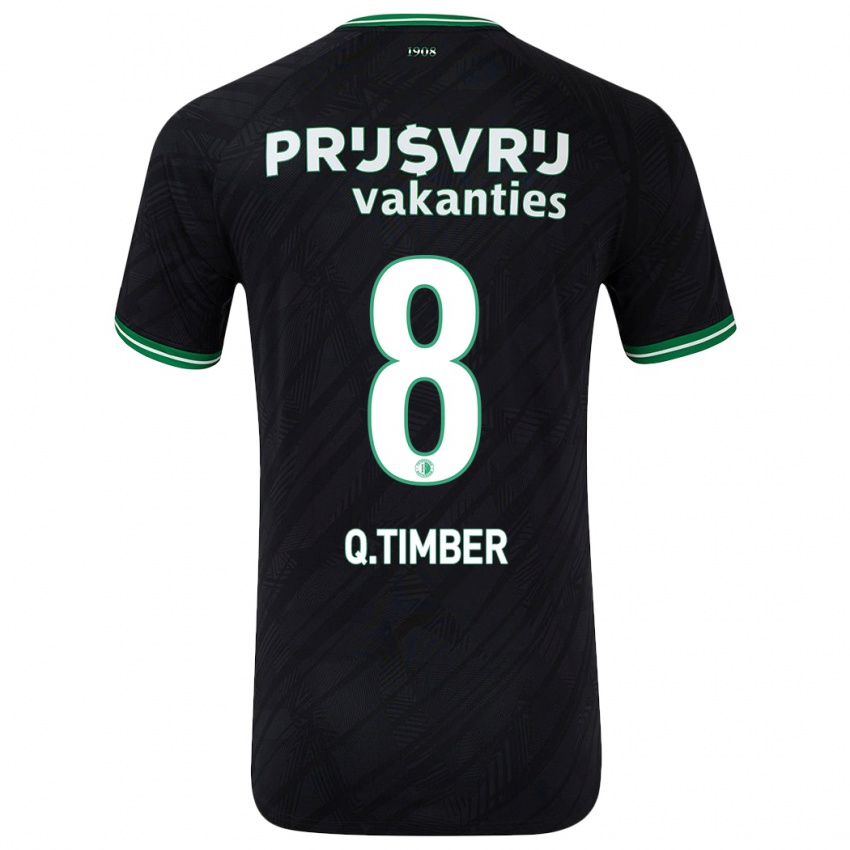 Gyermek Quinten Timber #8 Fekete Zöld Idegenbeli Jersey 2024/25 Mez Póló Ing