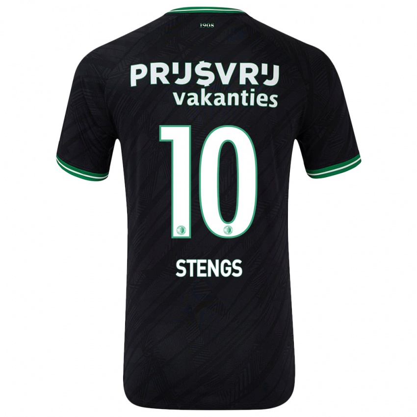 Gyermek Calvin Stengs #10 Fekete Zöld Idegenbeli Jersey 2024/25 Mez Póló Ing