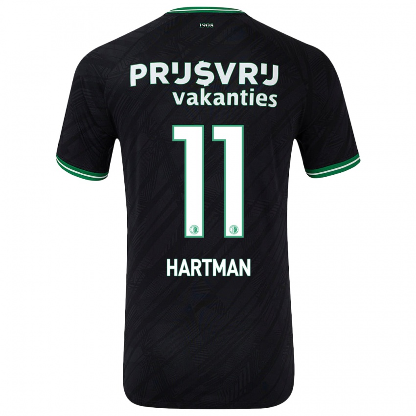 Gyermek Quilindschy Hartman #11 Fekete Zöld Idegenbeli Jersey 2024/25 Mez Póló Ing