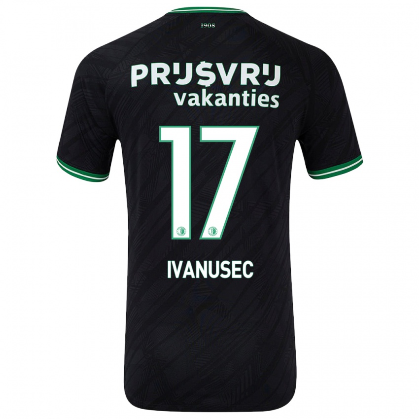 Gyermek Luka Ivanusec #17 Fekete Zöld Idegenbeli Jersey 2024/25 Mez Póló Ing