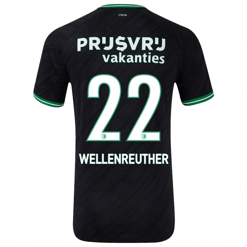 Gyermek Timon Wellenreuther #22 Fekete Zöld Idegenbeli Jersey 2024/25 Mez Póló Ing