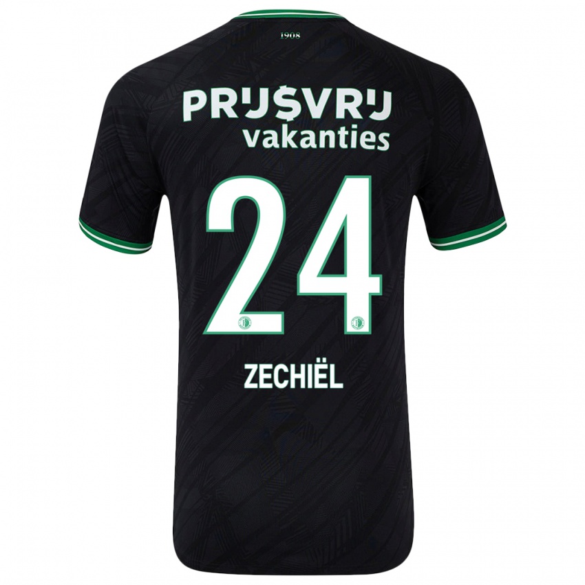 Gyermek Gjivai Zechiel #24 Fekete Zöld Idegenbeli Jersey 2024/25 Mez Póló Ing