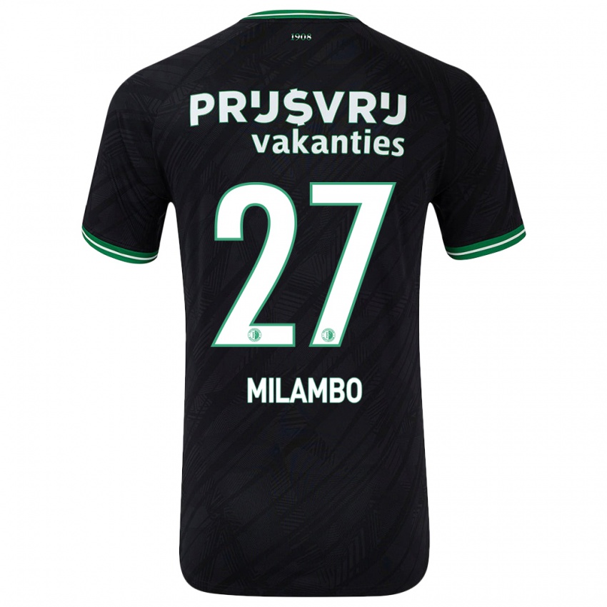 Gyermek Antoni Milambo #27 Fekete Zöld Idegenbeli Jersey 2024/25 Mez Póló Ing