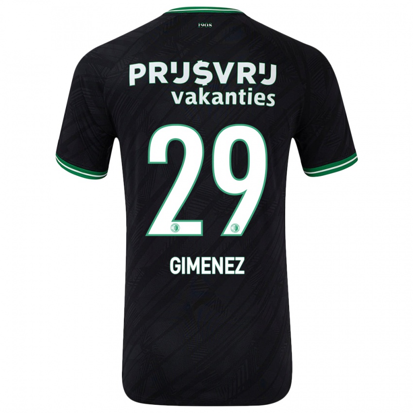 Gyermek Santiago Gimenez #29 Fekete Zöld Idegenbeli Jersey 2024/25 Mez Póló Ing