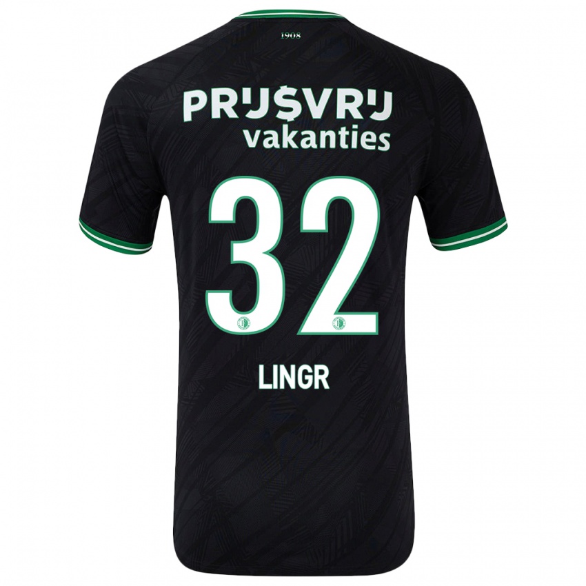 Gyermek Ondrej Lingr #32 Fekete Zöld Idegenbeli Jersey 2024/25 Mez Póló Ing