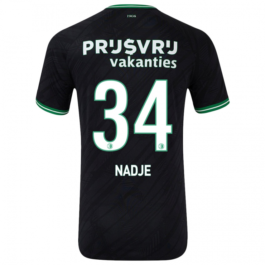 Gyermek Chris-Kévin Nadje #34 Fekete Zöld Idegenbeli Jersey 2024/25 Mez Póló Ing