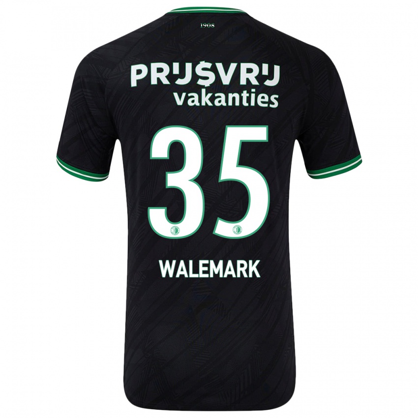 Gyermek Patrik Walemark #35 Fekete Zöld Idegenbeli Jersey 2024/25 Mez Póló Ing