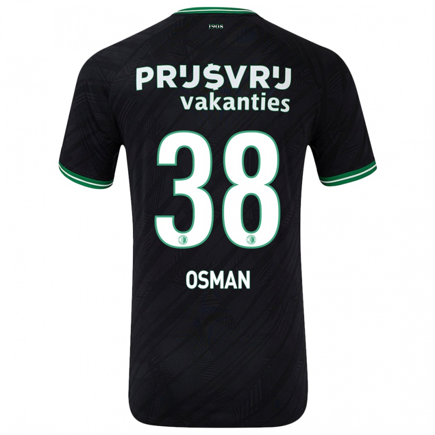 Gyermek Ibrahim Osman #38 Fekete Zöld Idegenbeli Jersey 2024/25 Mez Póló Ing