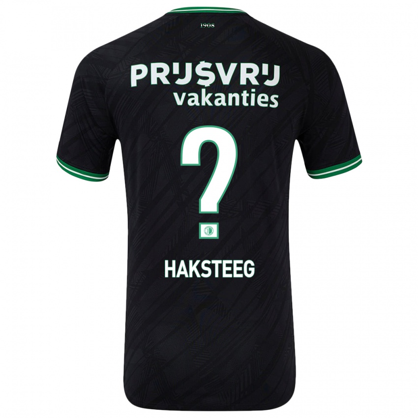 Gyermek Tim Haksteeg #0 Fekete Zöld Idegenbeli Jersey 2024/25 Mez Póló Ing