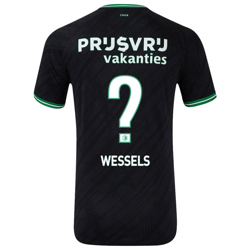 Gyermek Tijme Wessels #0 Fekete Zöld Idegenbeli Jersey 2024/25 Mez Póló Ing