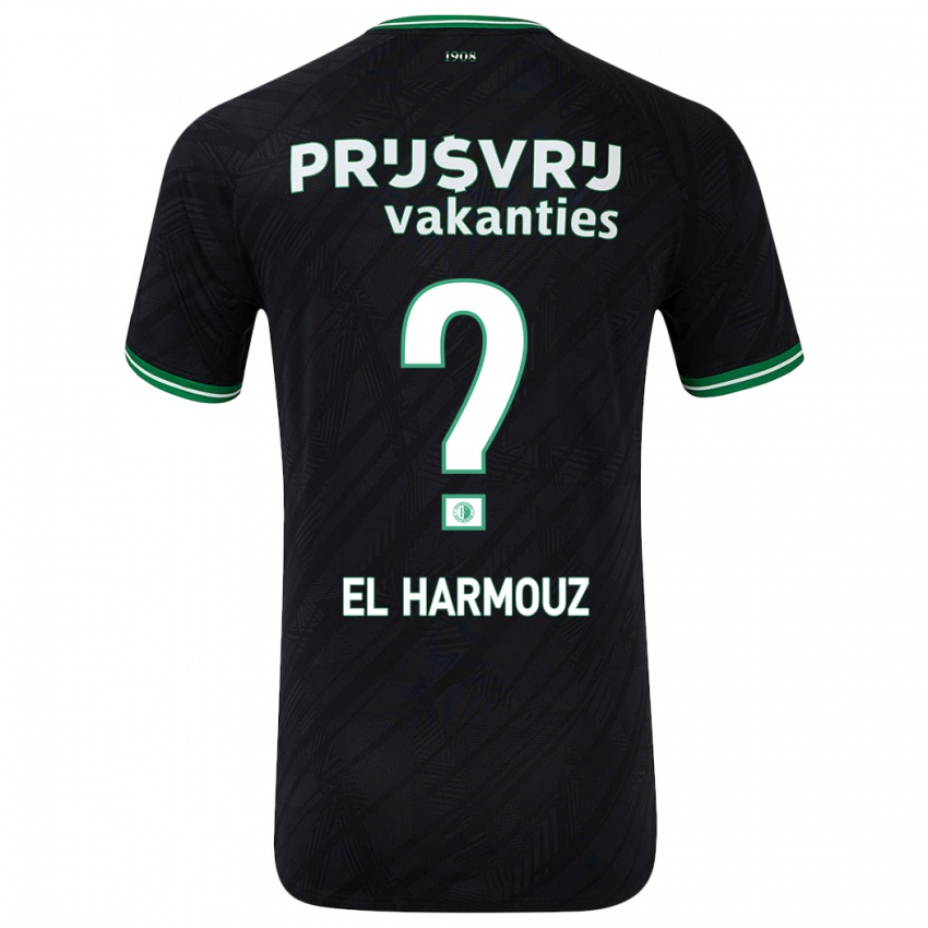 Gyermek Nassim El Harmouz #0 Fekete Zöld Idegenbeli Jersey 2024/25 Mez Póló Ing