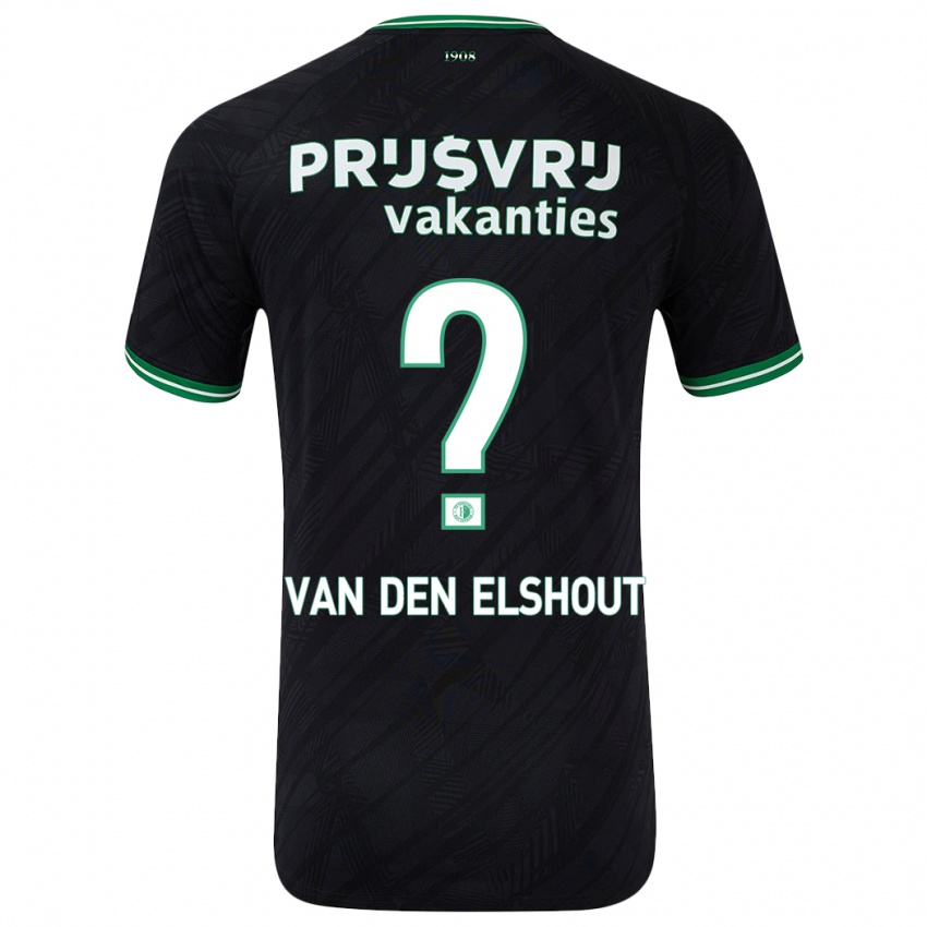 Gyermek Tobias Van Den Elshout #0 Fekete Zöld Idegenbeli Jersey 2024/25 Mez Póló Ing