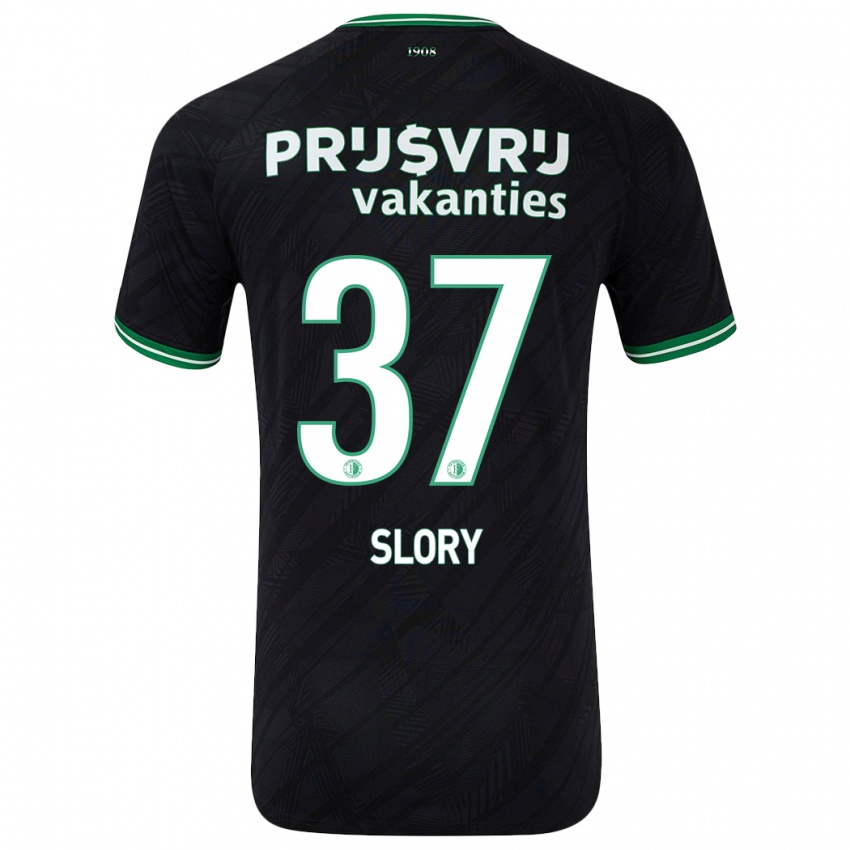 Gyermek Jaden Slory #37 Fekete Zöld Idegenbeli Jersey 2024/25 Mez Póló Ing