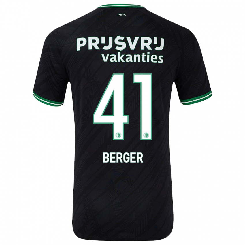 Gyermek Mannou Berger #41 Fekete Zöld Idegenbeli Jersey 2024/25 Mez Póló Ing