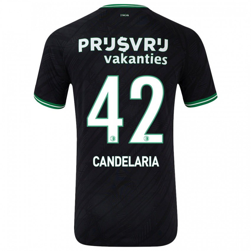 Gyermek Jayden Candelaria #42 Fekete Zöld Idegenbeli Jersey 2024/25 Mez Póló Ing