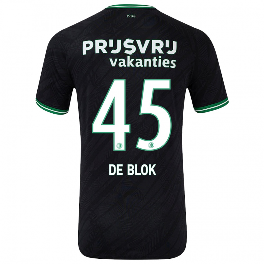 Gyermek Lars De Blok #45 Fekete Zöld Idegenbeli Jersey 2024/25 Mez Póló Ing