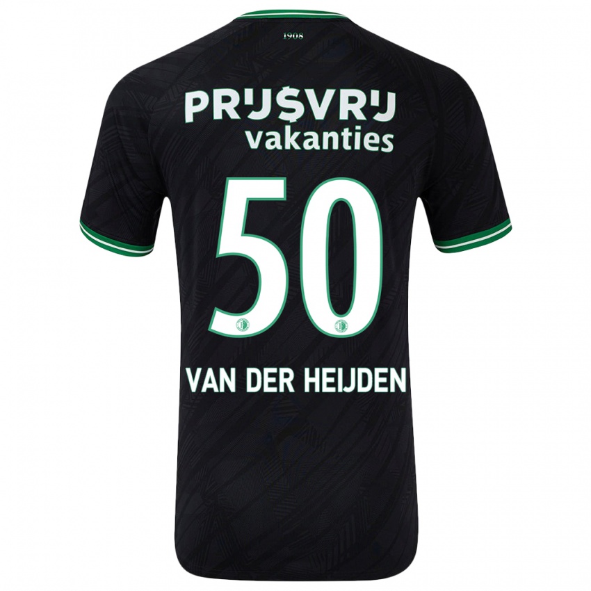 Gyermek Delano Van Der Heijden #50 Fekete Zöld Idegenbeli Jersey 2024/25 Mez Póló Ing