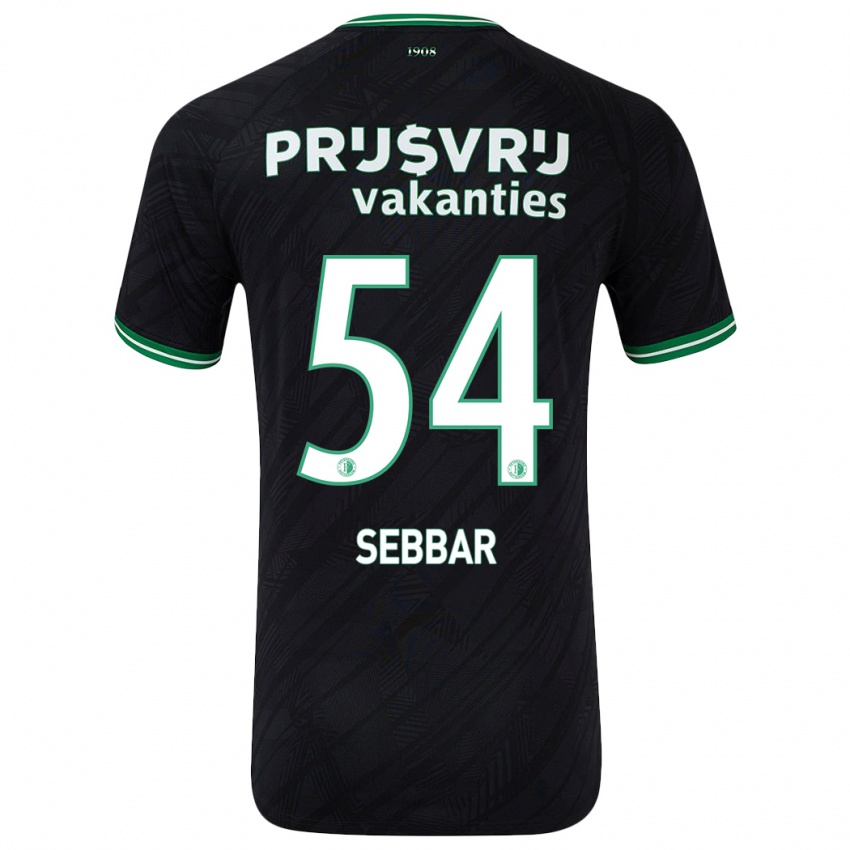 Gyermek Marouane Sebbar #54 Fekete Zöld Idegenbeli Jersey 2024/25 Mez Póló Ing