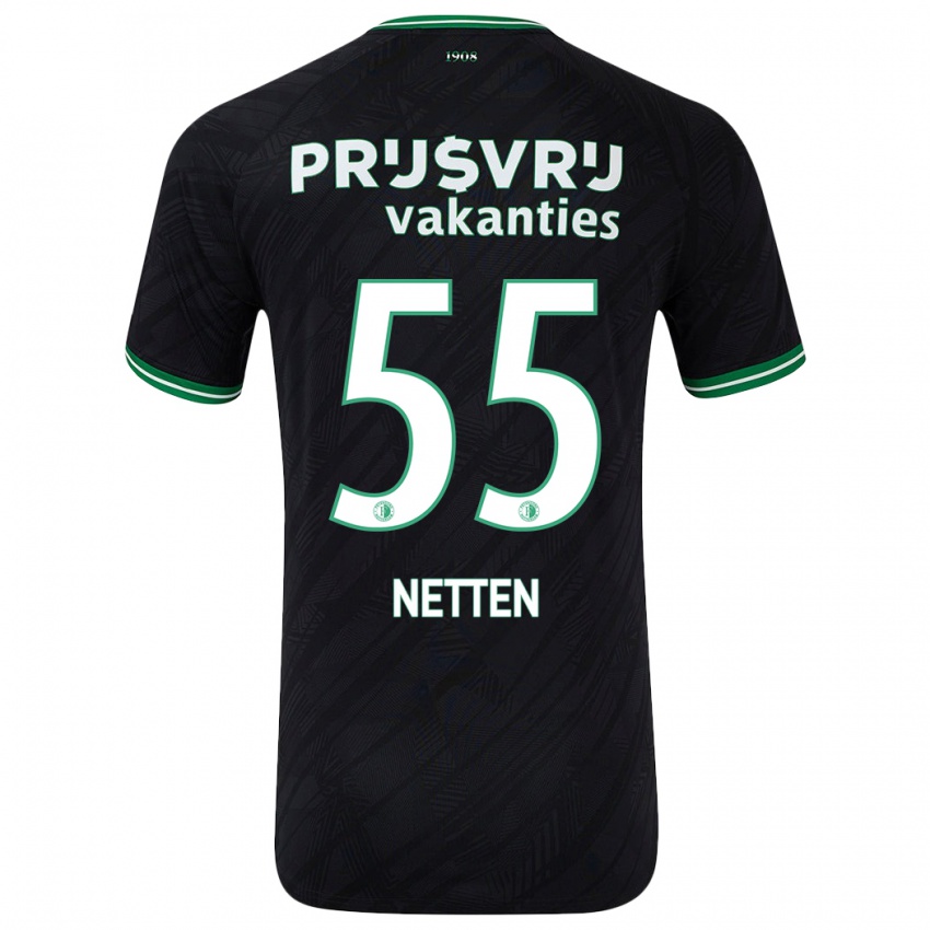 Gyermek Luc Netten #55 Fekete Zöld Idegenbeli Jersey 2024/25 Mez Póló Ing