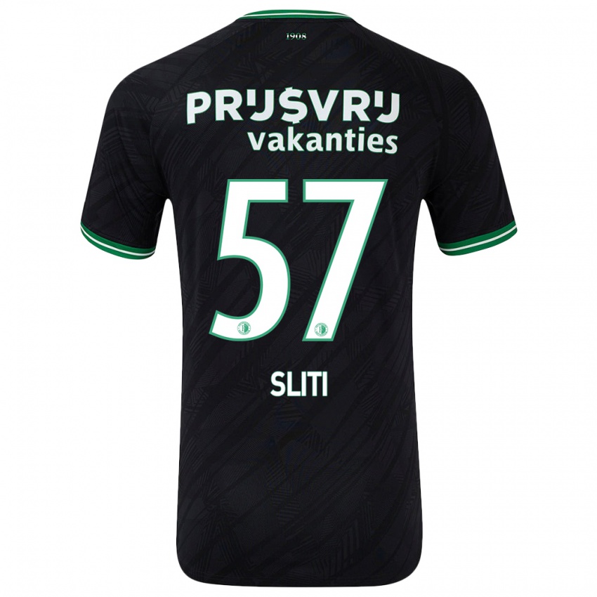 Gyermek Aymen Sliti #57 Fekete Zöld Idegenbeli Jersey 2024/25 Mez Póló Ing