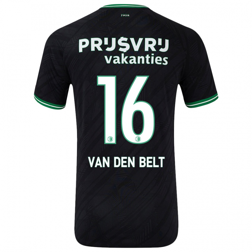 Gyermek Thomas Van Den Belt #16 Fekete Zöld Idegenbeli Jersey 2024/25 Mez Póló Ing