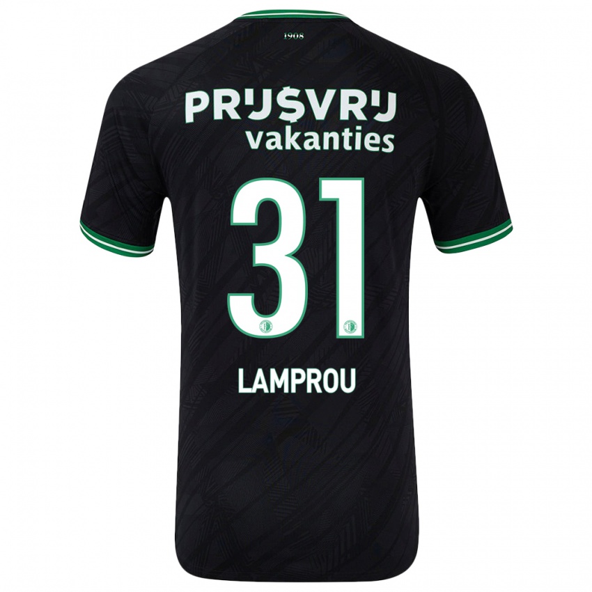 Gyermek Kostas Lamprou #31 Fekete Zöld Idegenbeli Jersey 2024/25 Mez Póló Ing