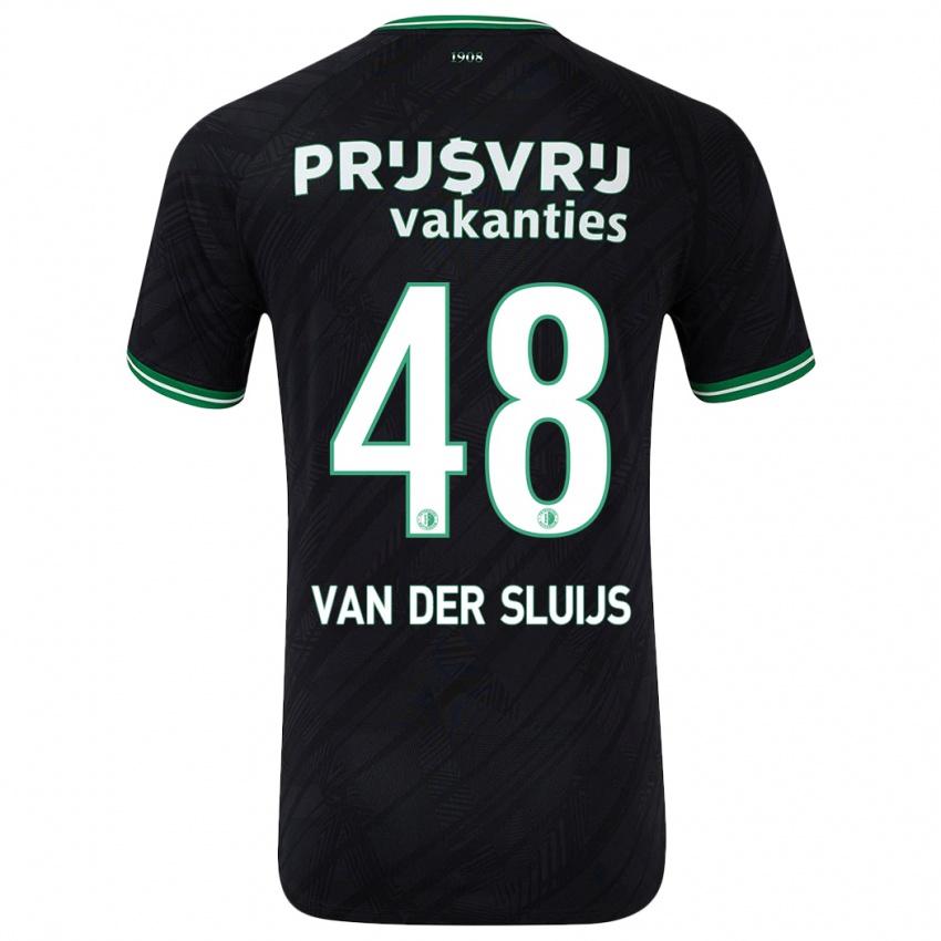 Gyermek Joep Van Der Sluijs #48 Fekete Zöld Idegenbeli Jersey 2024/25 Mez Póló Ing