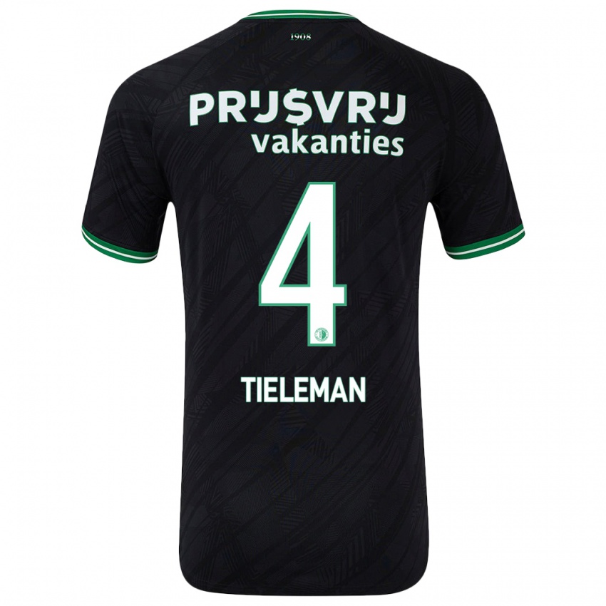 Gyermek Jerry Tieleman #4 Fekete Zöld Idegenbeli Jersey 2024/25 Mez Póló Ing