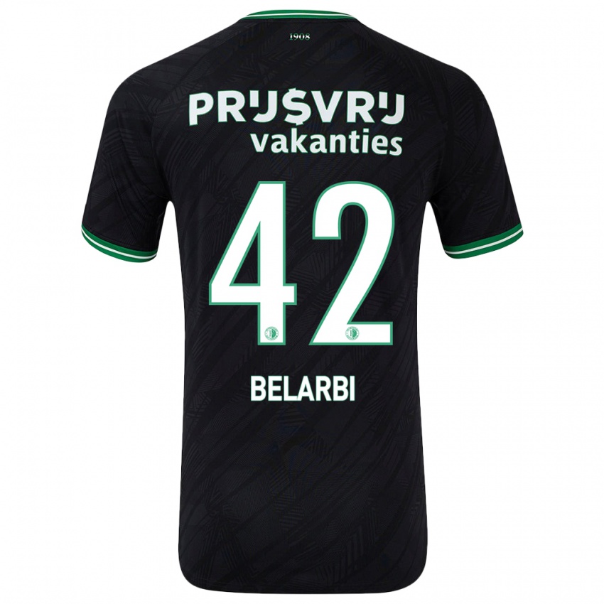 Gyermek Abdel Belarbi #42 Fekete Zöld Idegenbeli Jersey 2024/25 Mez Póló Ing