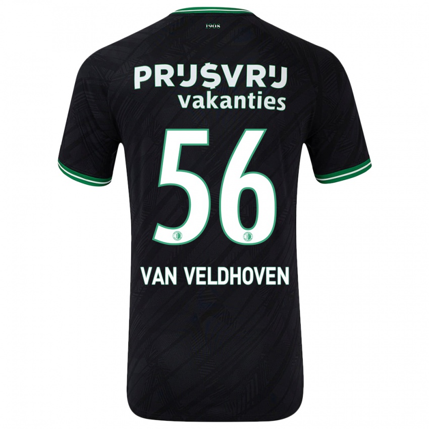 Gyermek Kars Van Veldhoven #56 Fekete Zöld Idegenbeli Jersey 2024/25 Mez Póló Ing