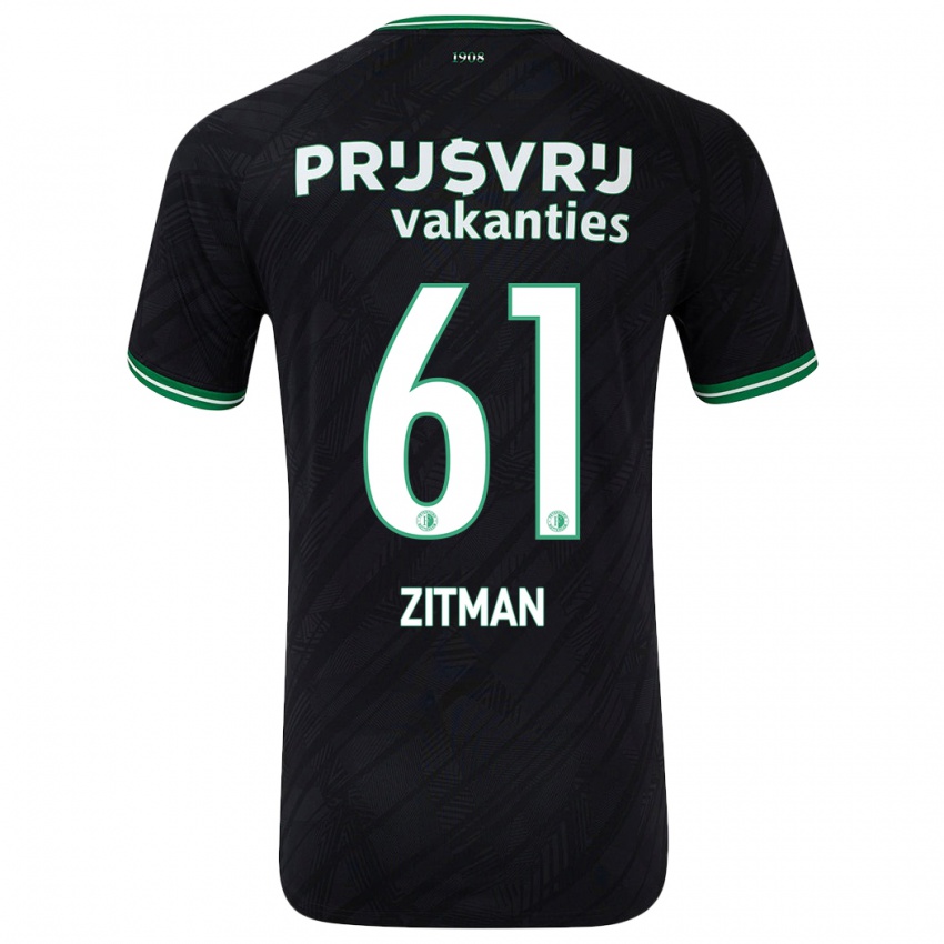 Gyermek Sven Zitman #61 Fekete Zöld Idegenbeli Jersey 2024/25 Mez Póló Ing