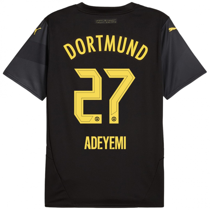 Gyermek Karim Adeyemi #27 Fekete Sárga Idegenbeli Jersey 2024/25 Mez Póló Ing