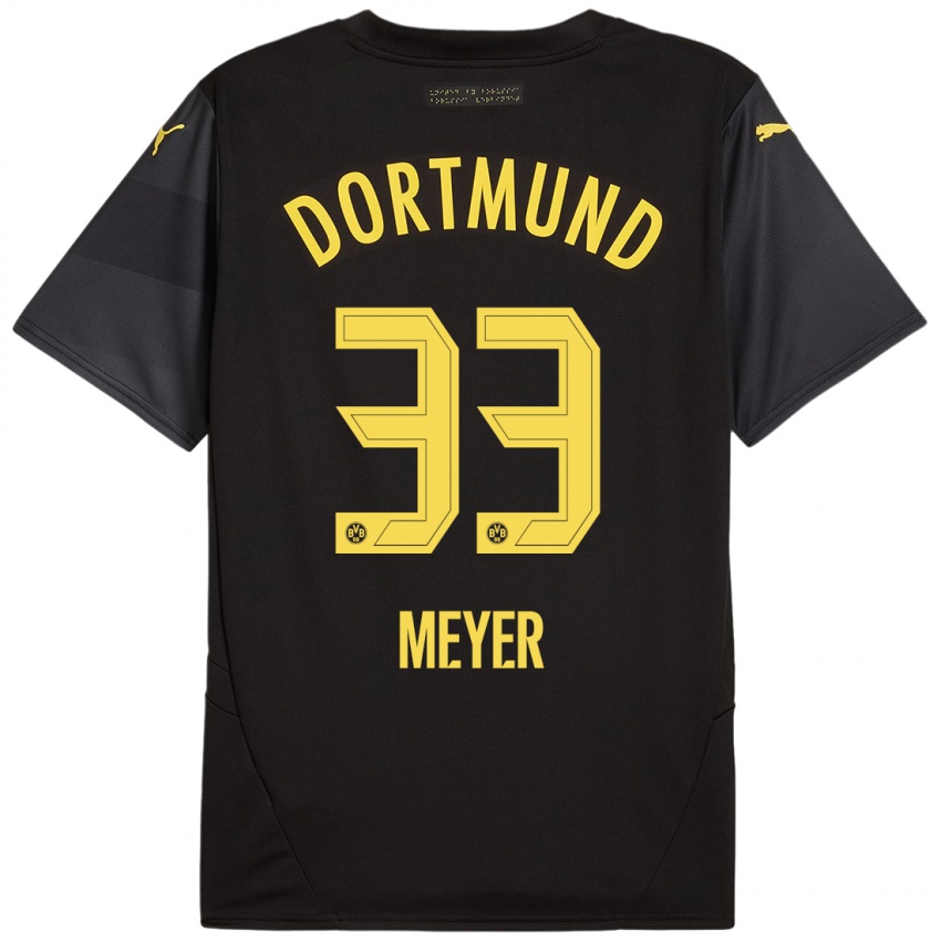 Gyermek Alexander Meyer #33 Fekete Sárga Idegenbeli Jersey 2024/25 Mez Póló Ing