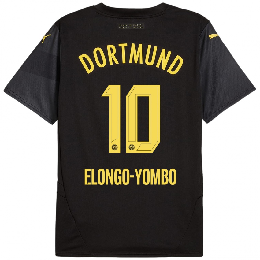 Gyermek Rodney Elongo-Yombo #10 Fekete Sárga Idegenbeli Jersey 2024/25 Mez Póló Ing