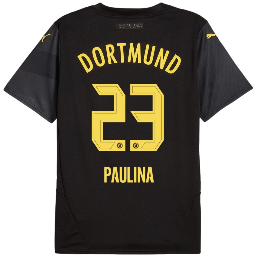 Gyermek Jordi Paulina #23 Fekete Sárga Idegenbeli Jersey 2024/25 Mez Póló Ing