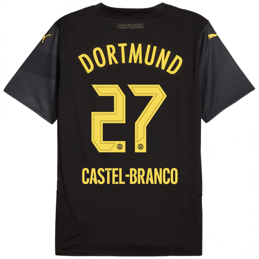 Gyermek Diego Castel-Branco #27 Fekete Sárga Idegenbeli Jersey 2024/25 Mez Póló Ing