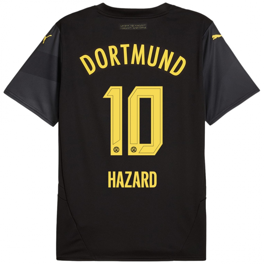 Gyermek Thorgan Hazard #10 Fekete Sárga Idegenbeli Jersey 2024/25 Mez Póló Ing