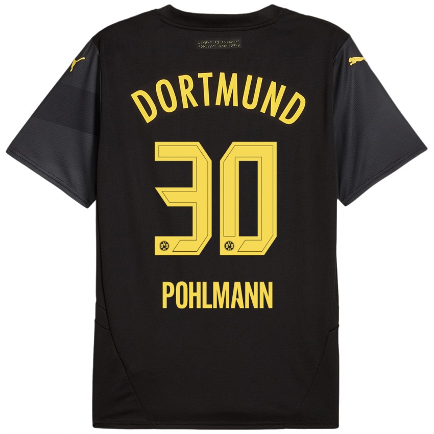 Gyermek Ole Pohlmann #30 Fekete Sárga Idegenbeli Jersey 2024/25 Mez Póló Ing