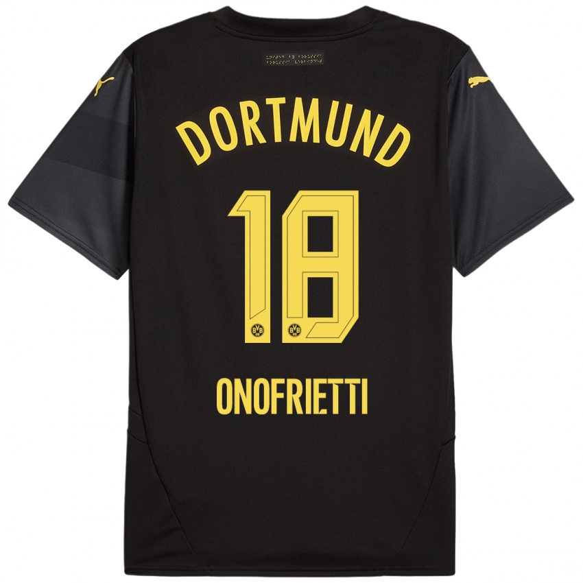 Gyermek Vincenzo Onofrietti #18 Fekete Sárga Idegenbeli Jersey 2024/25 Mez Póló Ing