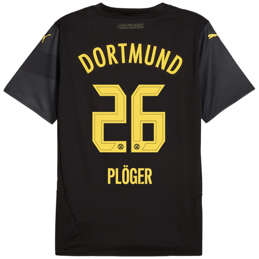 Gyermek Dustin Plöger #26 Fekete Sárga Idegenbeli Jersey 2024/25 Mez Póló Ing