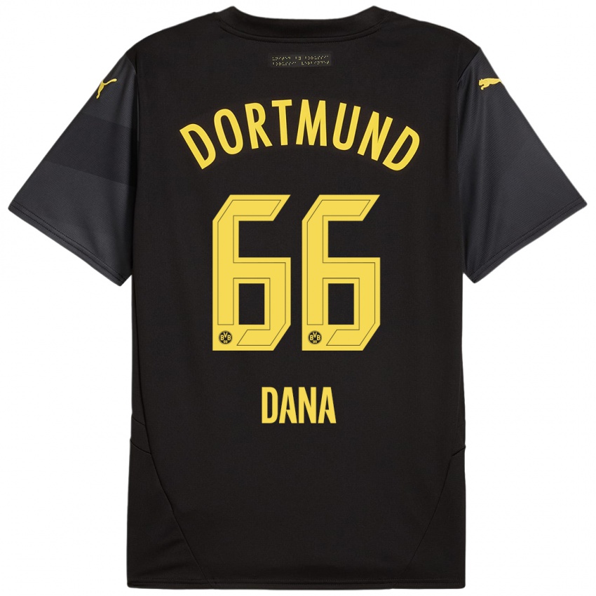 Gyermek Bleckmann Dana #66 Fekete Sárga Idegenbeli Jersey 2024/25 Mez Póló Ing